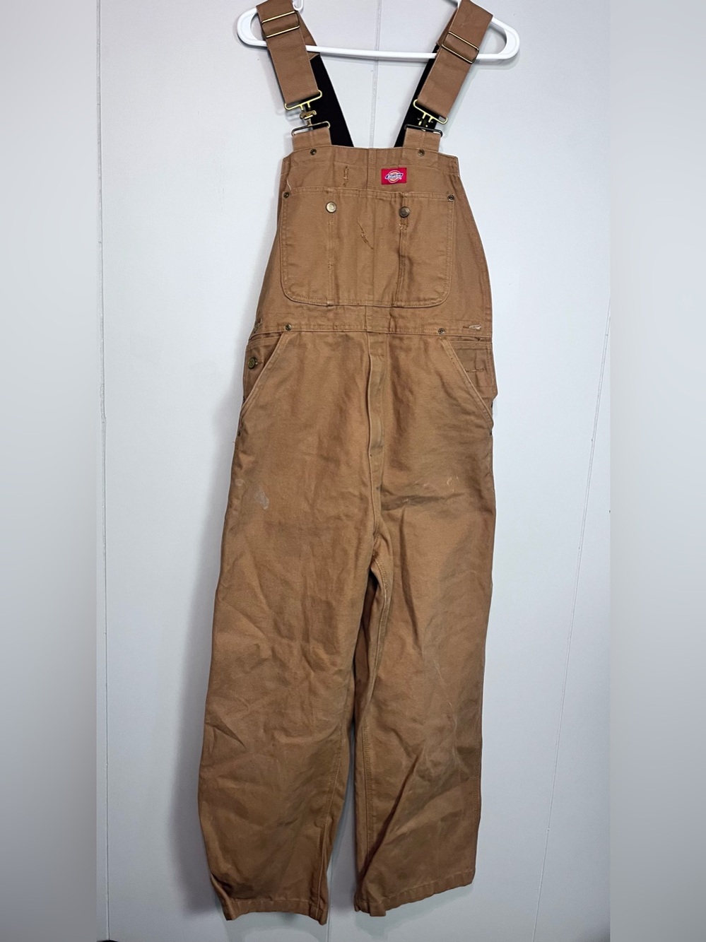 Dickies Duck Canvas Bib Overalls Men’s 32x30 Brown Carpenter Workwear Utility